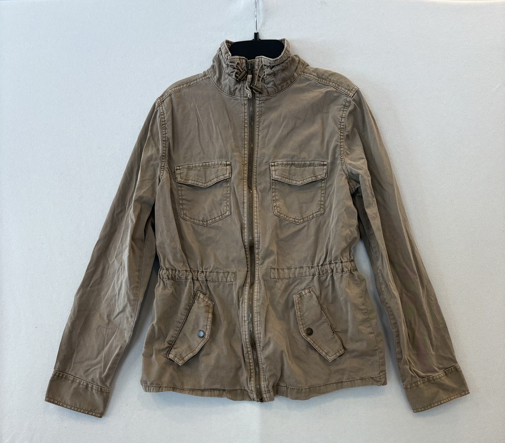 Sonoma Goods For Life Jacket Womens Medium Beige Utility Military Zip Pockets
